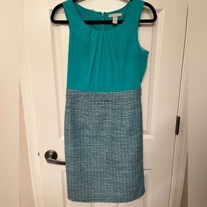 Banana Republic turquoise green sleeveless dress with tweed skirt bottom
